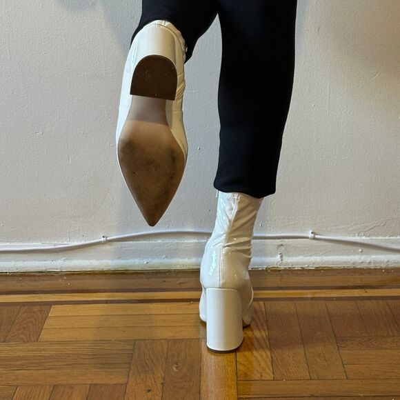 Steve Madden Slade White Patent Sock Ankle Bootie White Size 11 - Picture 8 of 8